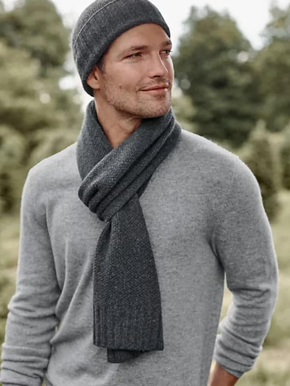 NEW NWT Garnet Hill Washable-Cashmere Scarf Light Gray Grey 72 x 11 W49992